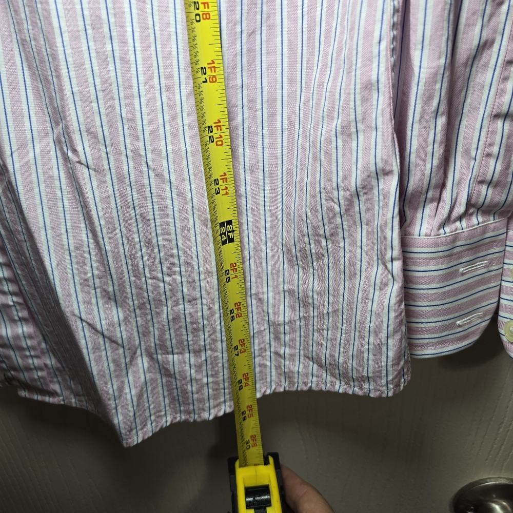 Men‎ Charles Tyrwhitt dress shirt Pink Blue size 16/34 used - Picture 7 of 8